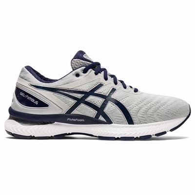 Asics Gel-Nimbus 22 - Miesten Juoksukengät - Harmaat/Laivastonsininen